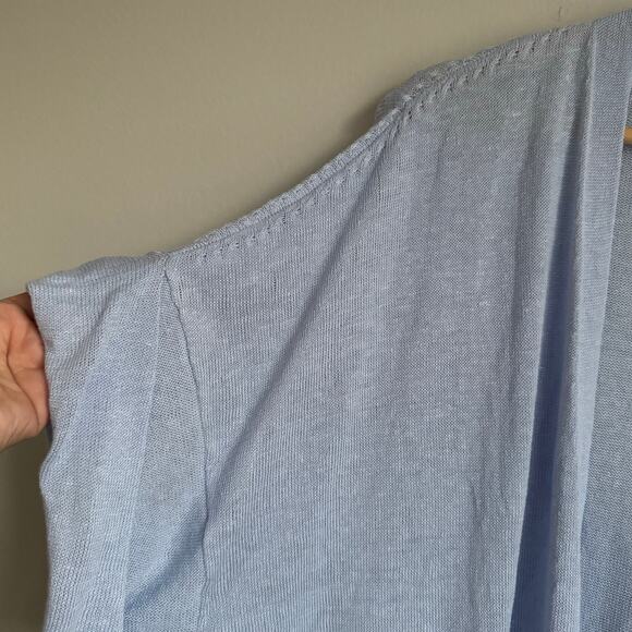 J. Jill Linen Cardigan Size XL Blue Open Front Dolman Sleeve Lagenlook Coastal - Picture 4 of 12